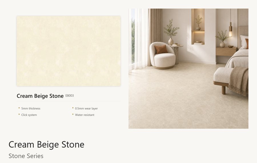 Cream Beige Stone vinyl flooring