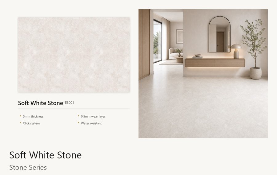 Soft White Stone vinyl flooring