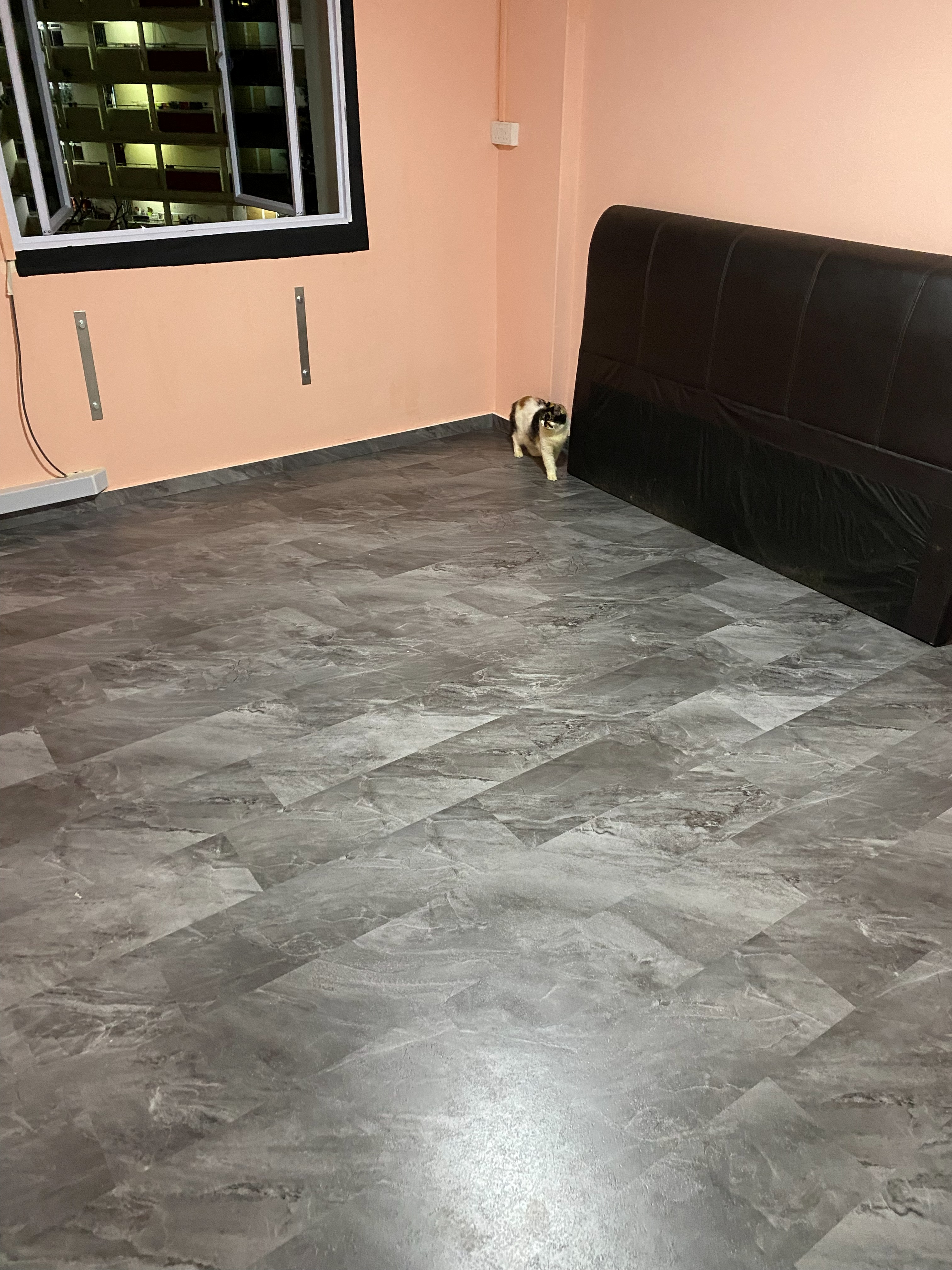 Grey marble look bedroom vinyl flooring